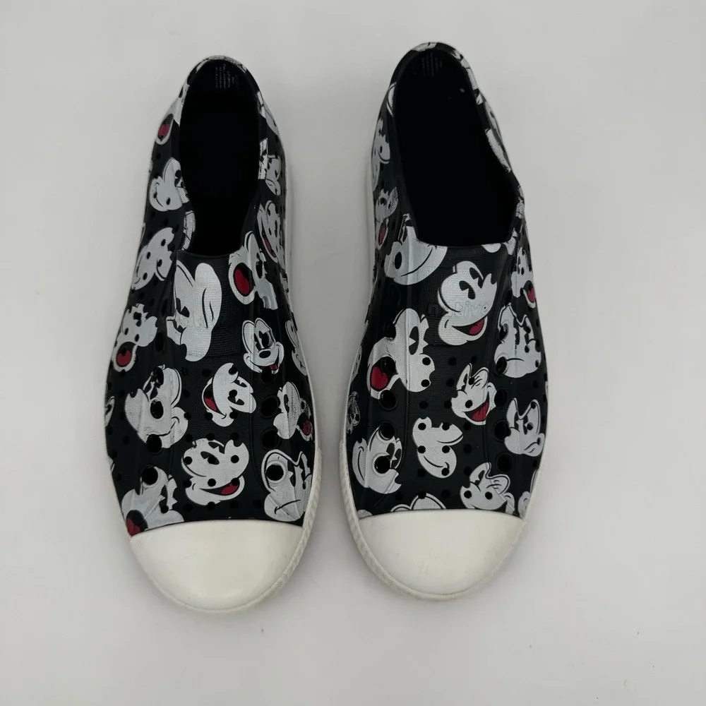 Native Shoes Mickey‎ Mouse Print Water Shoes Slip On Womens Size 6 Black